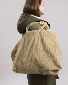 Beige Ribbed Velvet Large Bag