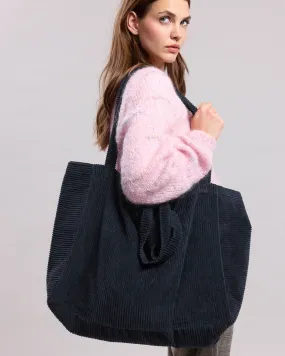 Carbon Ribbed Velvet Large Bag